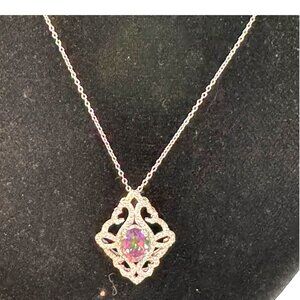 Diamonique QVC Mystic Topaz Sterling Silver Necklace Pendant Gemstone New In Box